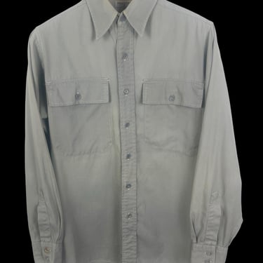 Vintage 1940s MANVILLE Regulation Cotton Twill Military Shirt ~ M 