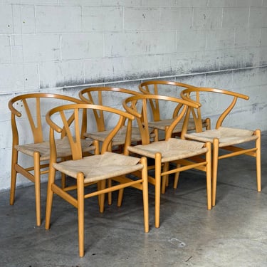 Carl Hansen & Søn Wegner Wishbone Dining Chairs Set of 6 Beech Danish Mid-Century Modern 