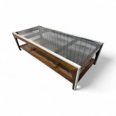 Mid-Century Modern Smoked Glass Coffee Table 