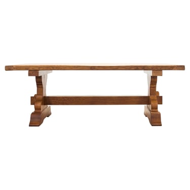 French Provincial Country Oak Trestle Farmhouse Dining Table 7Ft