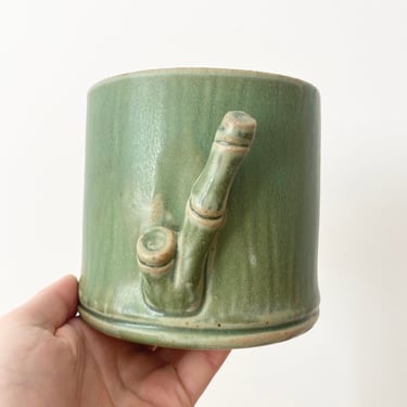 Pottery Planter, Hand-painted Plant Pot, Bamboo Design Ceramic Flower Pot 