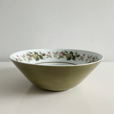 Vintage Mikasa Sumay Serving Bowl: Avocado Green Floral, 1960s Japan 