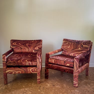 Marbled Fabric Parson Chairs (PRICED INDIVIDUALLY)