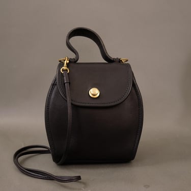 Vintage Coach Derby Bag Black Leather Crossbody Purse Made in USA 90s Top Handle Satchel 