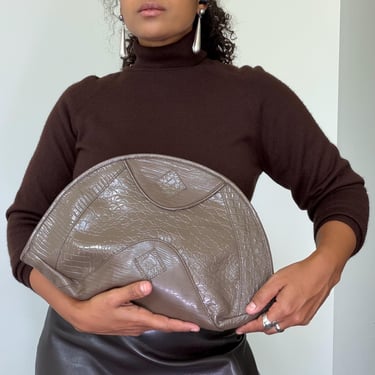 80s Half Moon Greige Clutch and Messenger | MONIQUE 