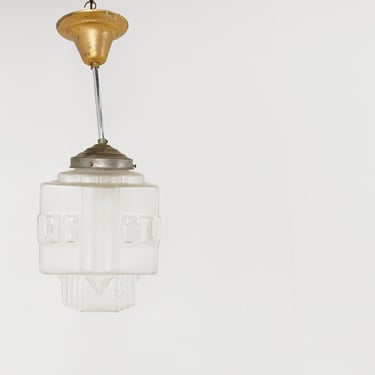 Antique Art Deco Pendant Light, 1930s - antique art deco hallway light - 1930s ceiling light - antique glass pendant light 