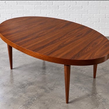 Mid Century Modern Vintage Walnut Oval Dining Table 