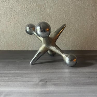 Large Vintage Handmade Iron Jack by Bill Curry Paperweight, Bill Curry design line jack bookend, Mid Century George Nelson Eames Era 