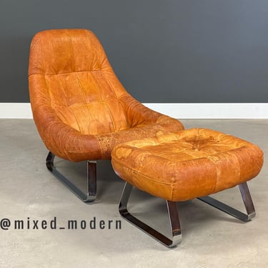 Percival Lafer Leather Earth Lounge Chair and Ottoman 