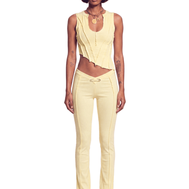 ASYMMETRIC TEYANA TANK IN PALE YELLOW ECO RIB