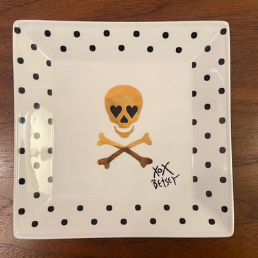 Vintage Y2K Skull + Crossbones Trinket Dish by Betsey Johnson 