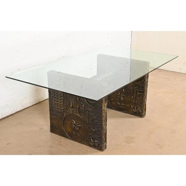 Adrian Pearsall Mid-Century Modern Brutalist Glass Top Dining Table, 1960s