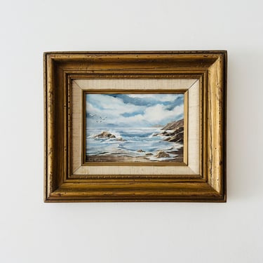Vintage Oil Painting, Original Art, Framed Painting, Nautical  Coastal Home Decor 