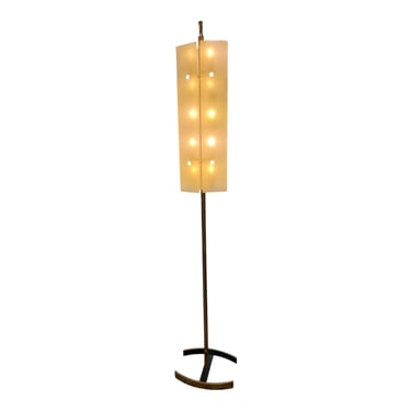 Angelo Lelii Opaline Glass floor Lamp, Italy 1950