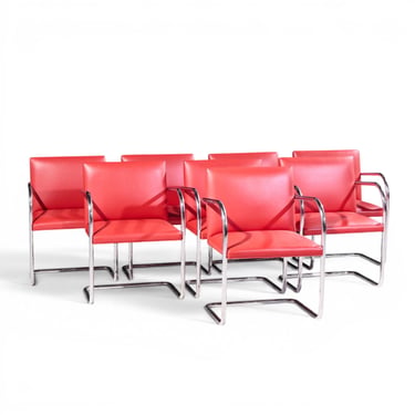 Mies van der Rohe for Knoll BRNO Cantilever Chrome Dining Chairs - Set of 8 