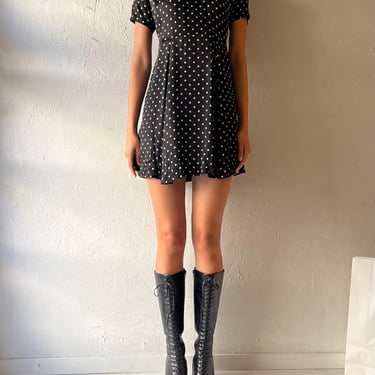 Y2k 'Betsey Johnson' Black Poika Dot Mini Dress / Small 