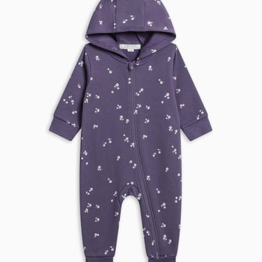 Fleece Hooded Zipper Romper in Posey Floral