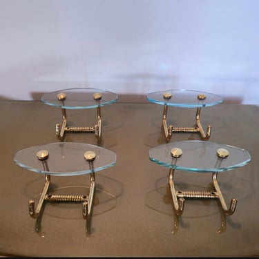Mid Century set of 4 Brass Coat Hooks / 1950s / vintage brass Wall hangers 