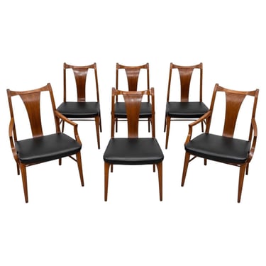 Mid-Century Modern Walnut Dining Chairs - Set of 6 