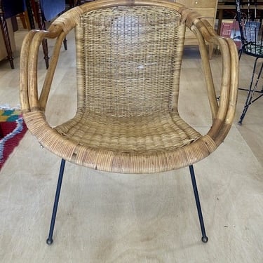 1960s Woven Lounge Chair with Iron base