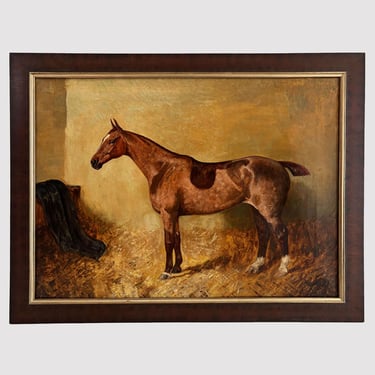1920s Chestnut Hunter Horse Oil Painting, Equestrian Sporting Art, Attributed to Alfred Grenfell Haigh 
