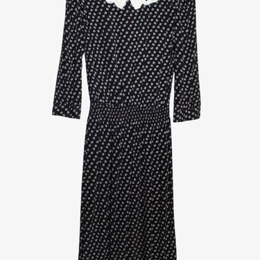 Vintage Karin Stevens Black Floral Maxi Dress (1980s) 