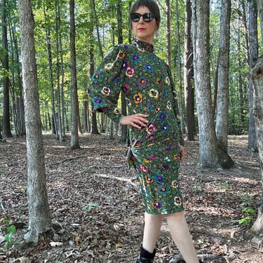 1980s Ungaro Parallele Silk Floral Dress 