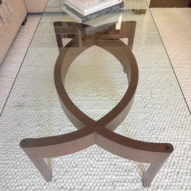 Mid Century Modern Wood Sculptural Base w/ Glass Top Coffee Table Large Adrian Pearsall 