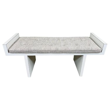 Mid-Century Frank Lloyd Wright Style White Laminate Window Or Entryway H Bench 