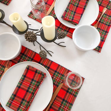 Tartan Plaid Flannel Placemats: Christmas Table Decor 