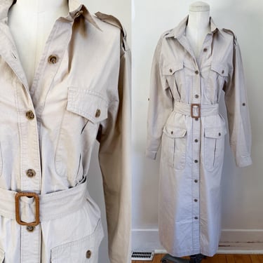 Vintage 1980s Trench Dress / M-L 
