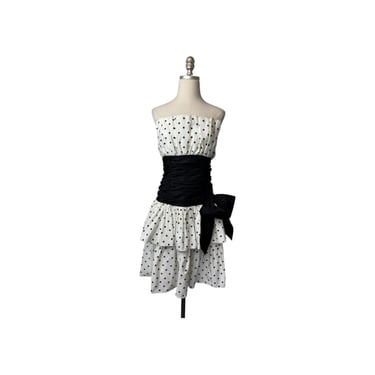 1980s Positively Ellyn Taffeta Polka Dot Dress 