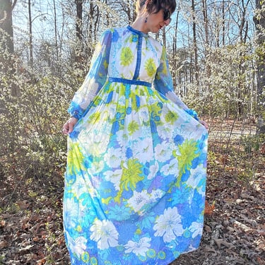 1960s Cotton Floral Maxi Montaldos 