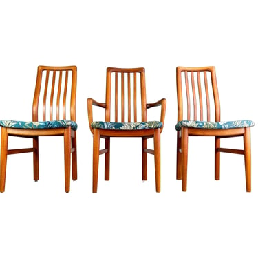 Set of 3 Kai Kristiansen midcentury chairs Schou Andersen Møbelfabrik teak 