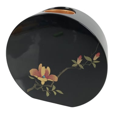 Japanese Lacquered Wood Flower Vase Vtg Kabin Makie Ikebana Arrangement FK280