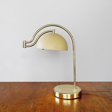 Vintage Circa 1970's Swing Arm Adjustable Tan / Brass Table / Task / Desk Statement Lamp Unknown Maker Folie Astrolabe Laurel Stoppino Style 