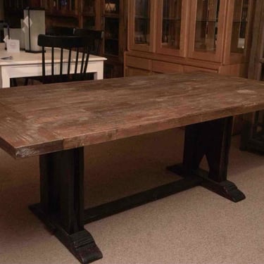 Arhaus  Rustic Reclaimed Wooden  Trestle Base Dining Table