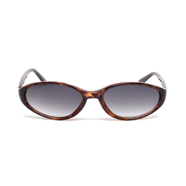 Vintage 90s Mod Chic Tortoise Grey Wraparound Oval Sunglasses 