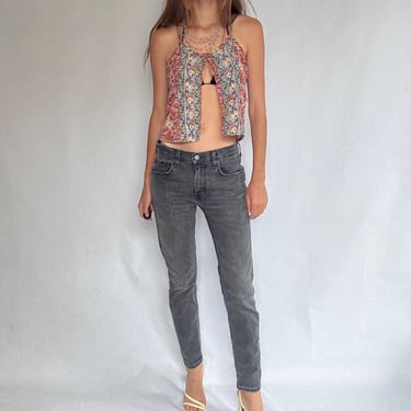 Black Vintage Levi's 502 Tapered Jeans, Cropped Denim 