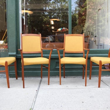 Vintage set of 4 MCM 60's teak Scandinavian dining chairs | Free delivery in NYC and Hudson Valley areas 