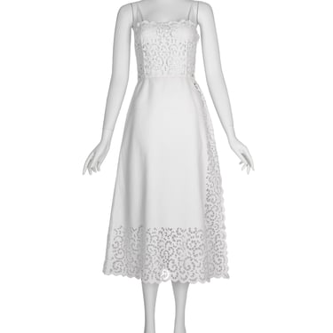 Oscar de la Renta Vintage 1980s White Sangallo Embroidered Dress