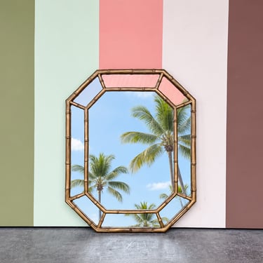 Faux Bamboo Octagon Mirror