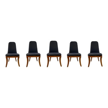 Henredon Black Silk Dining Chairs Set of 5 as Is