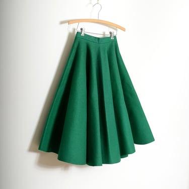 vintage 40s green felted wool circle skirt by designer Toni Owen / 23