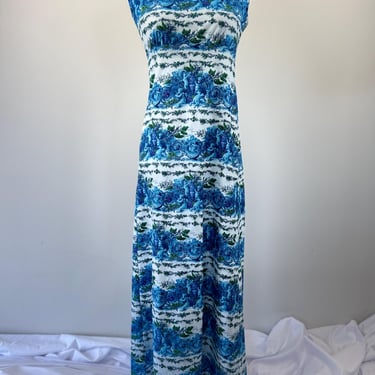 1980s Long Cherub Halter Dress 