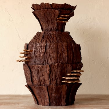 Epic Faux-Bark Layered Amphora with Mushrooms