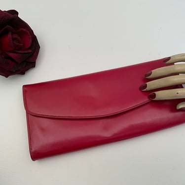 Vintage 1960s Red Faux Leather Clutch Bag, Vintage Red Vegan Leather Purse, Vintage Fun Red Patriotic Clutch 