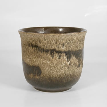 Vintage Scheurich Keramik Sandy Beige Coffee Brown Fat Lava Ceramic Planter Mid Century Modern West German Pottery Art Modernist Flower Pot 