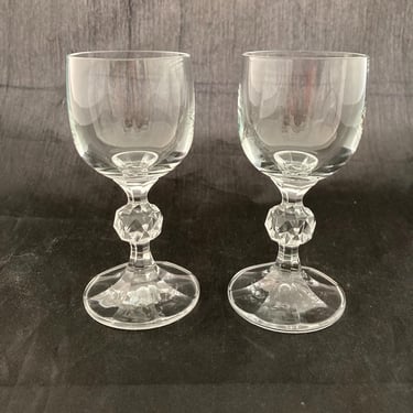 Set of 2 Vintage Crystal Cordial Port Amaro Tasting Sherry Glasses,  Disco Ball Stem 
