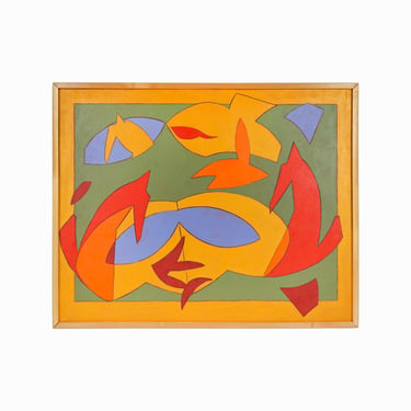 James Mitchell Clark Oil Painting on Canvas Modernist Hard-Edge Large Size 